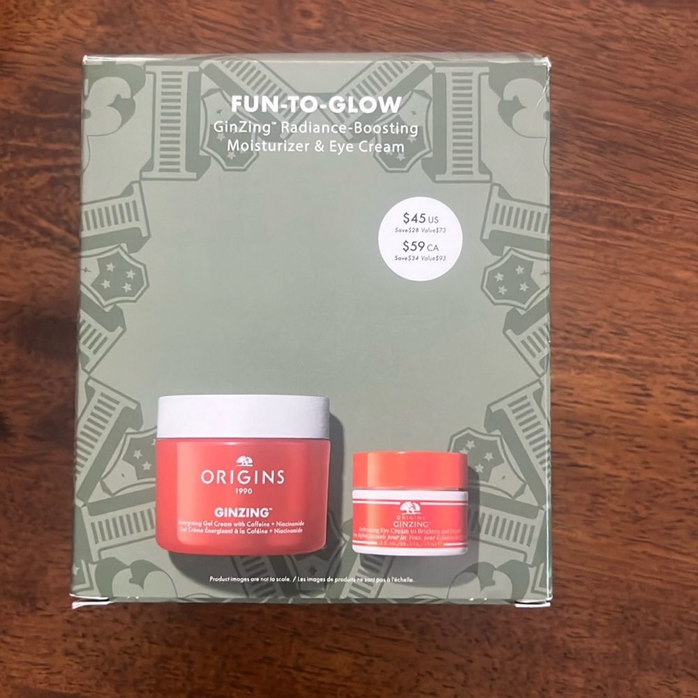 ORIGINS FUN-TO-GLOW GINZING MOISTURIZER& EYE CREAM 2 PIECES SET ,2 FULL …